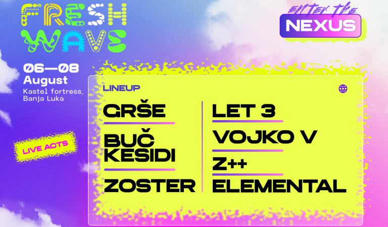 Freshwave Festival objavio live lineup: Grše, Buč Kesidi, Zoster, Let 3, Vojko V, Z++, Elemental stižu na Kastel